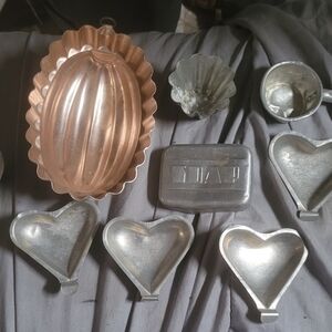 Vintage Copper and Silver Baking Molds Set